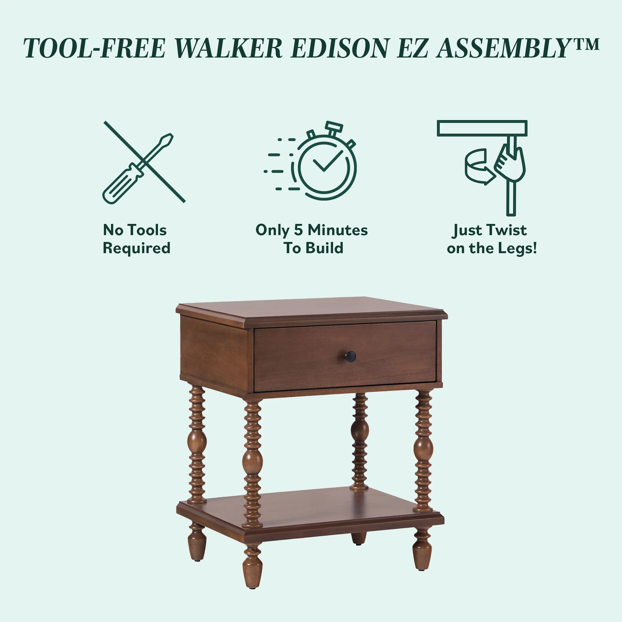 Traditional Vivienne Easy Assembly Solid Wood Nightstand - Image 27