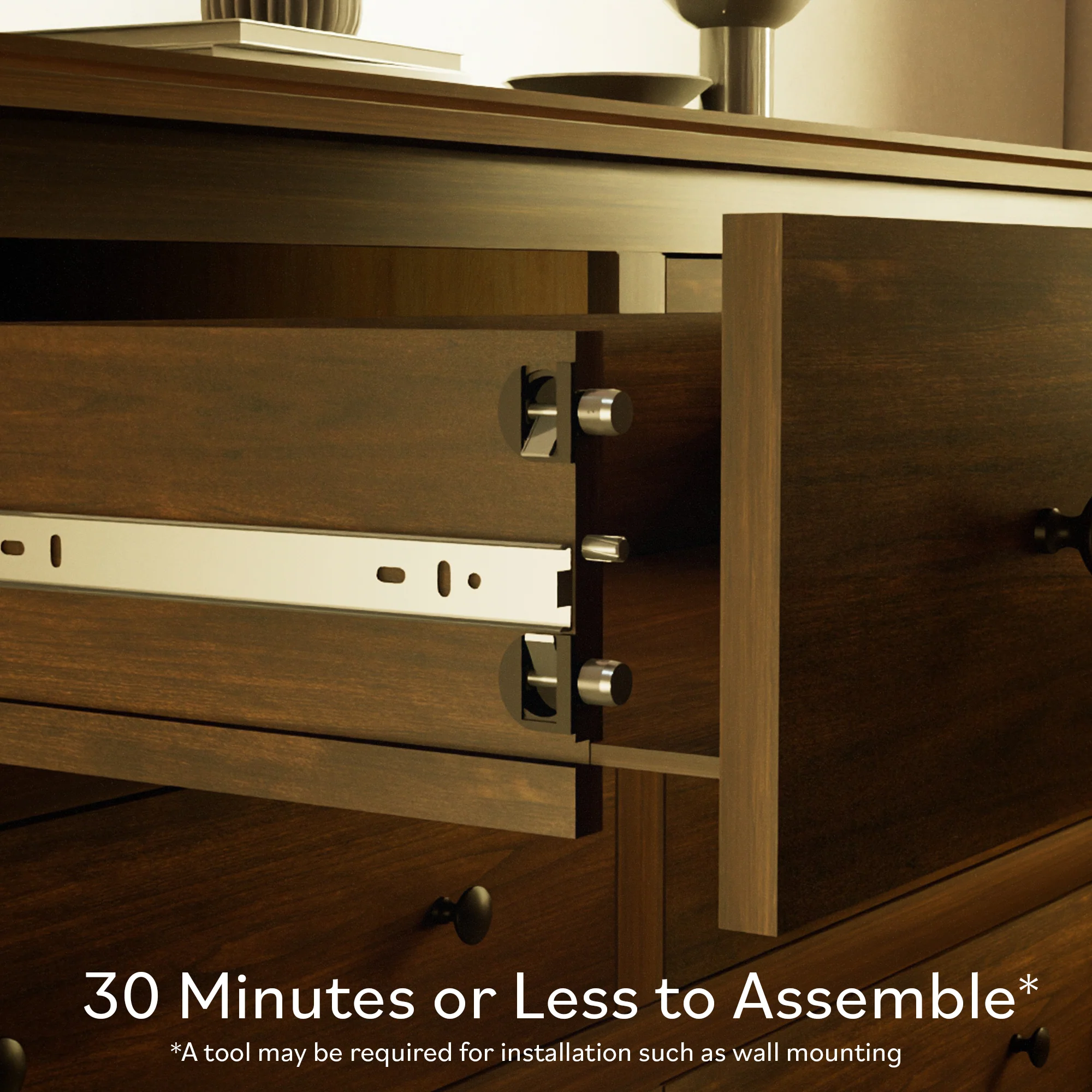 Traditional Vivienne 6-Drawer Easy Assembly Solid Wood Dresser - Image 7