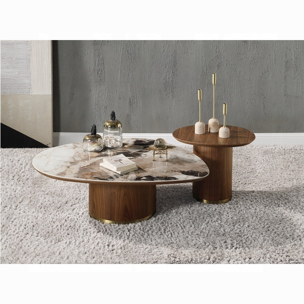 Walker Edison | Walnut End Table with Pedestal - Image 4