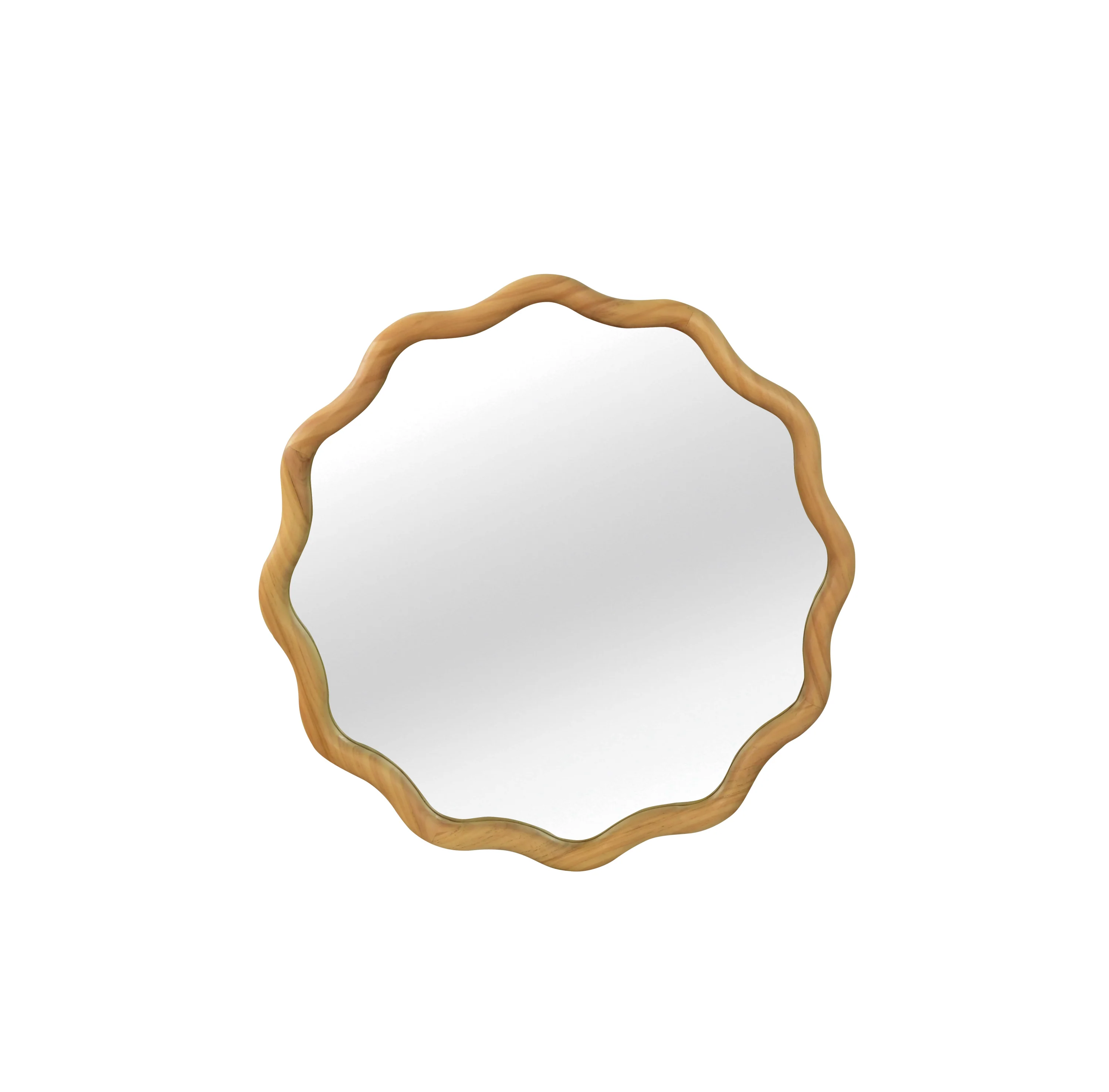 Wavy Round 24" Solid Wood Frame Decorative Mirror - Image 5