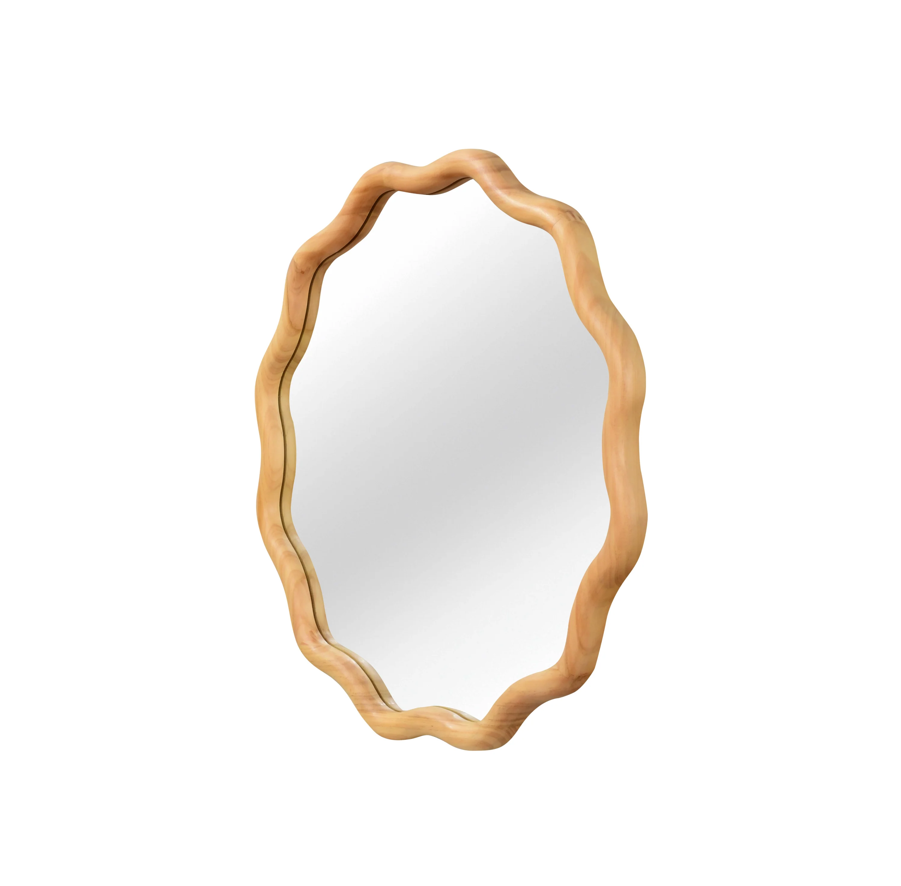 Wavy Round 24" Solid Wood Frame Decorative Mirror - Image 6