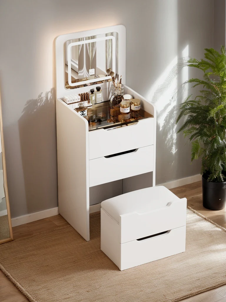 Walker Edison | White 3 in 1 Vanity Desk Set with Flip Top Mirror & Storage - Image 4
