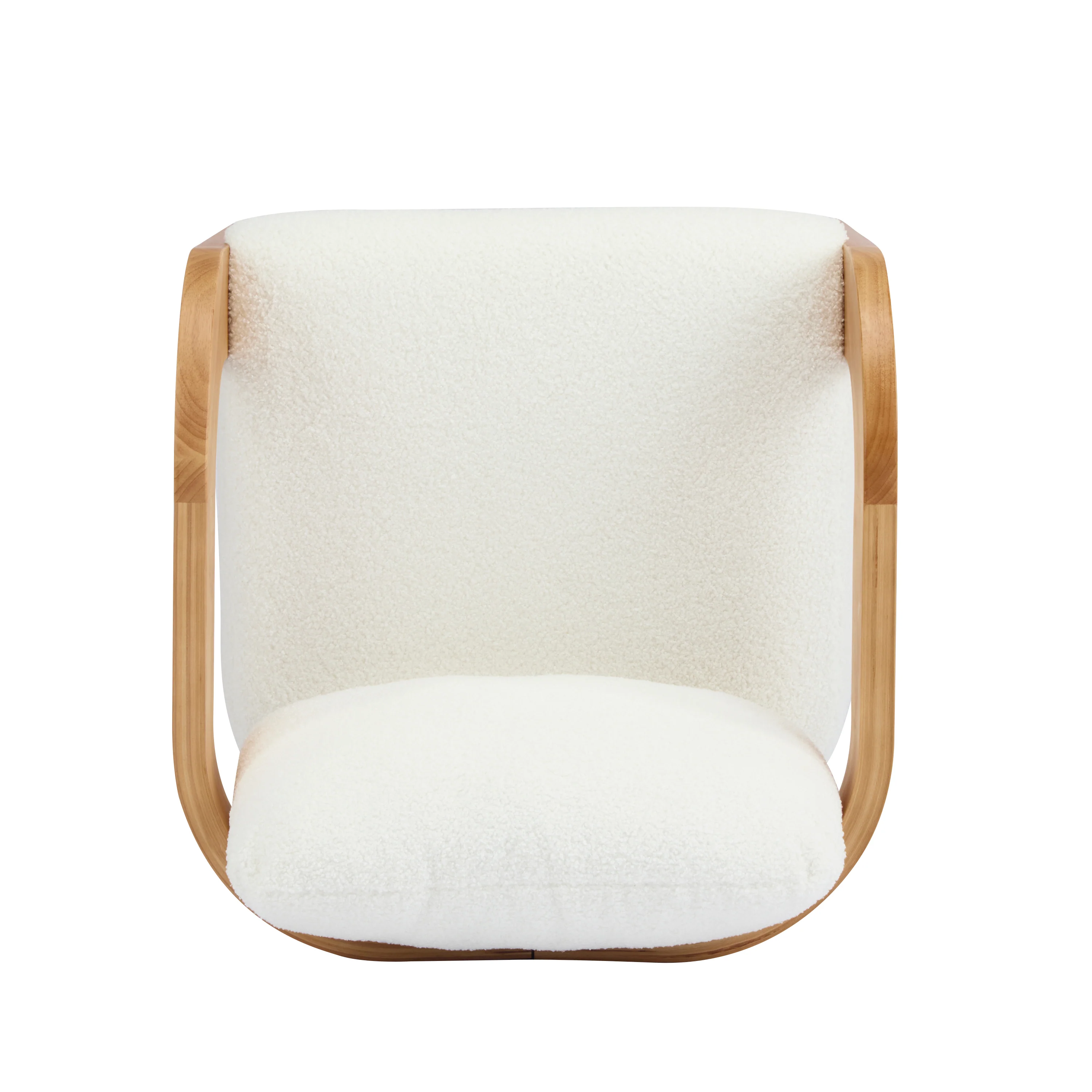White Boucle 2 Pack Dining Chairs with Pillow Back and Solid Wood Frame - Image 11