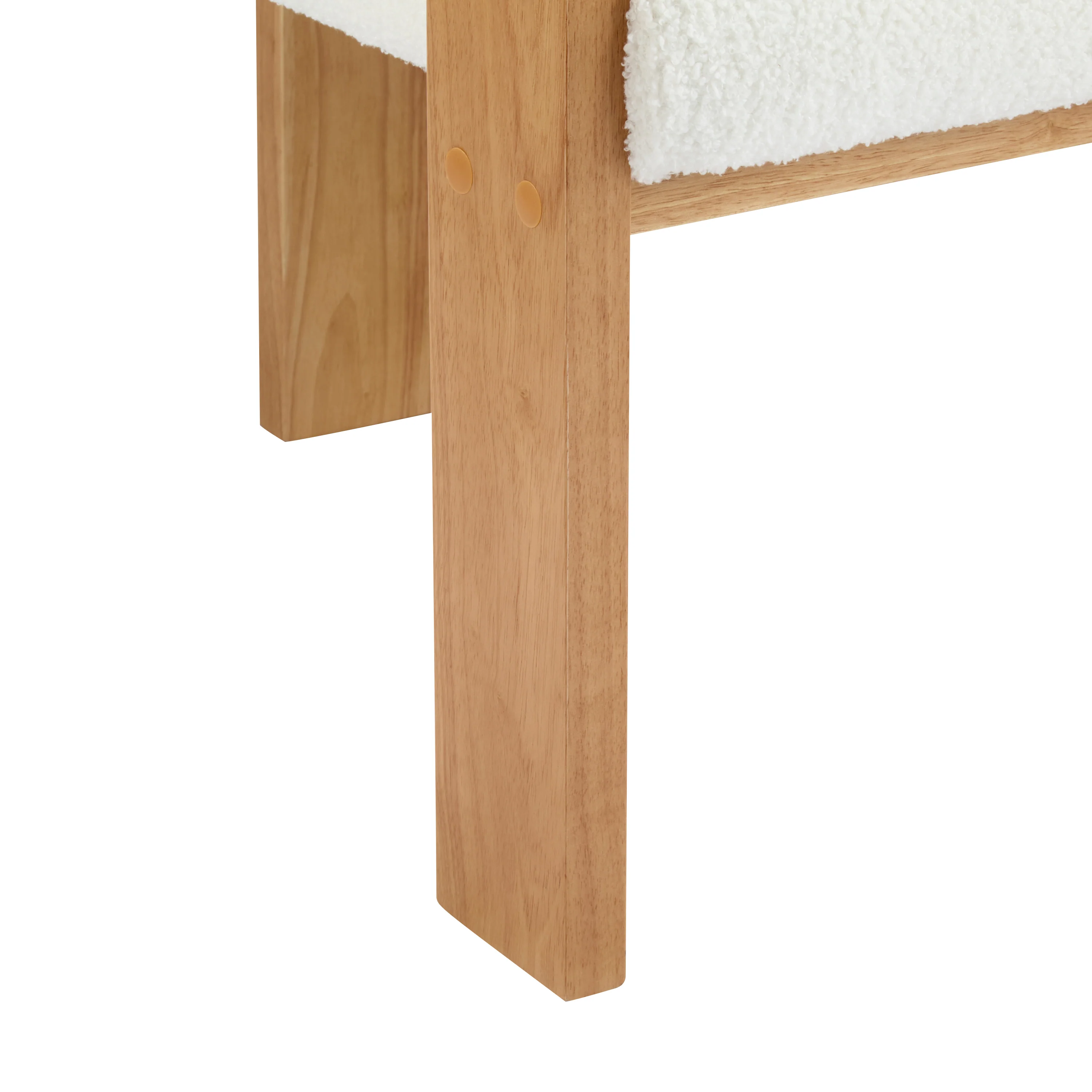 White Boucle 2 Pack Dining Chairs with Pillow Back and Solid Wood Frame - Image 15