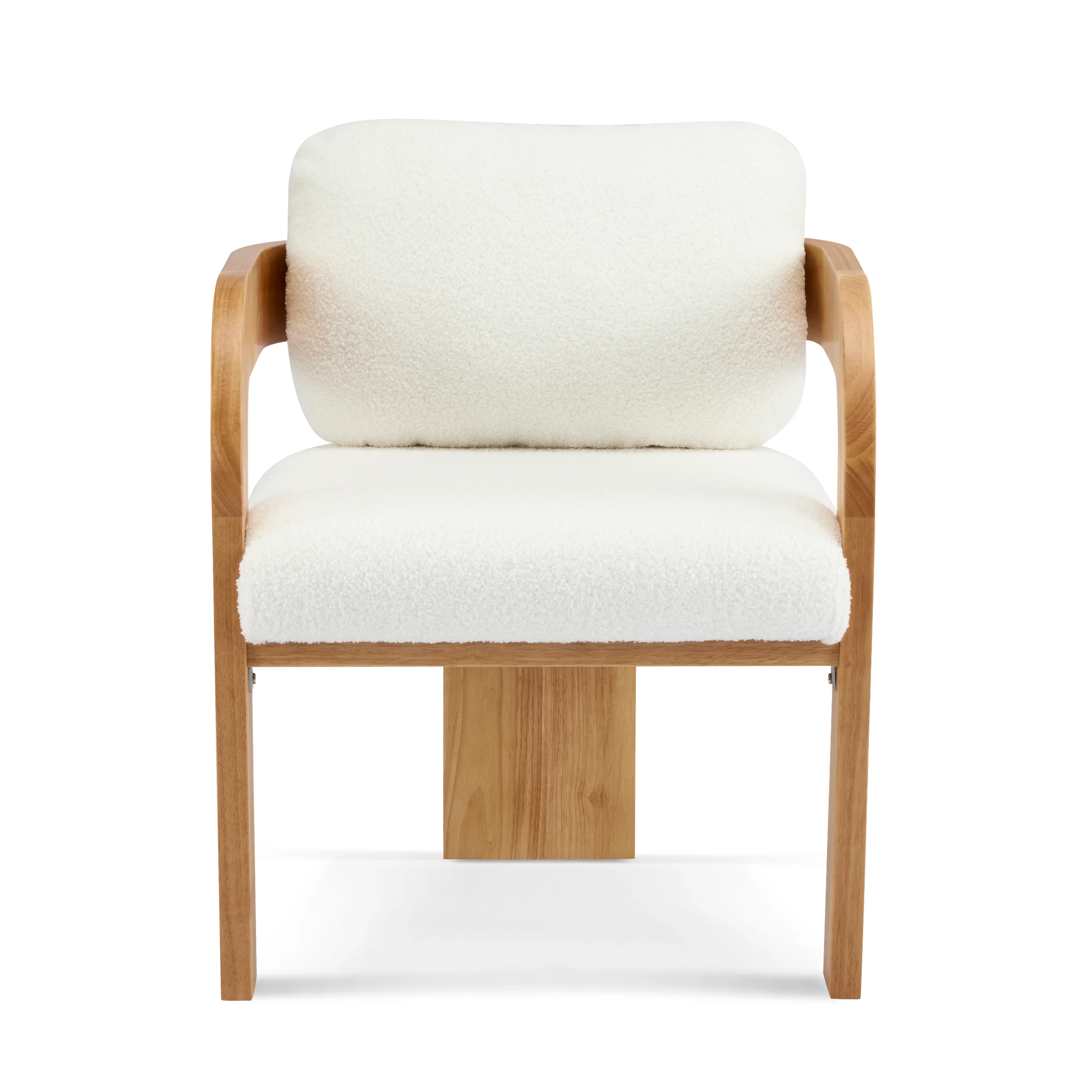 White Boucle 2 Pack Dining Chairs with Pillow Back and Solid Wood Frame - Image 5
