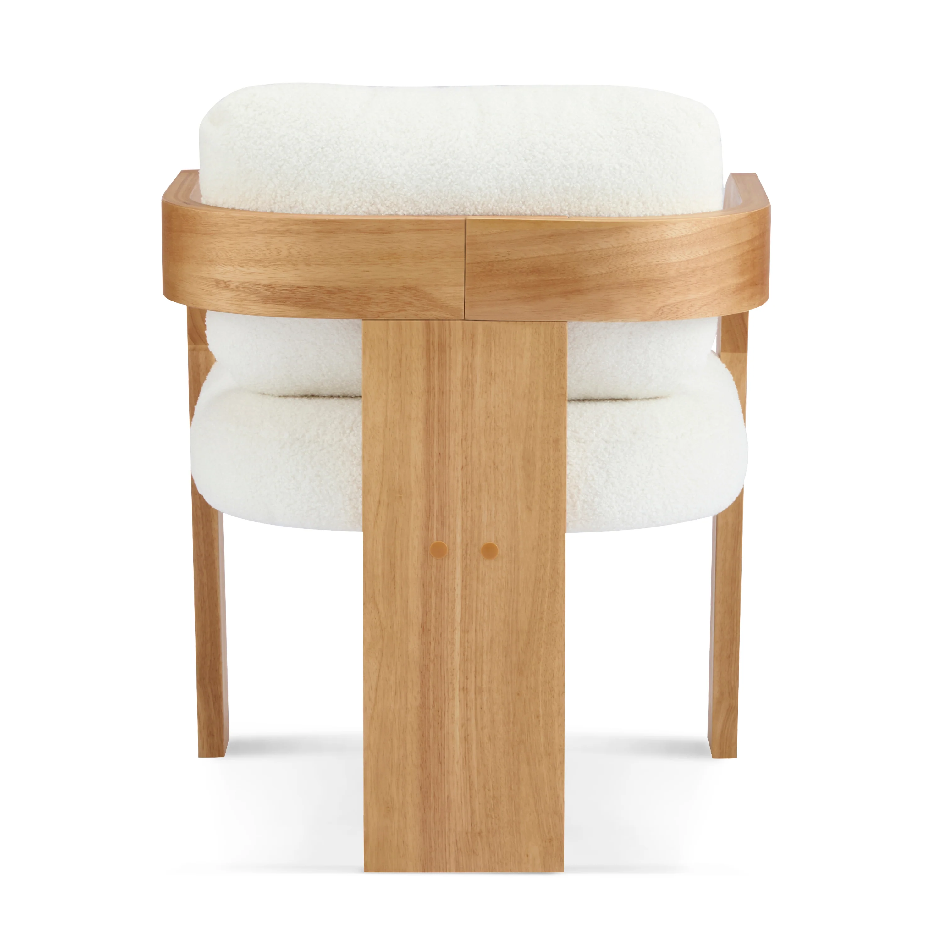 White Boucle 2 Pack Dining Chairs with Pillow Back and Solid Wood Frame - Image 9