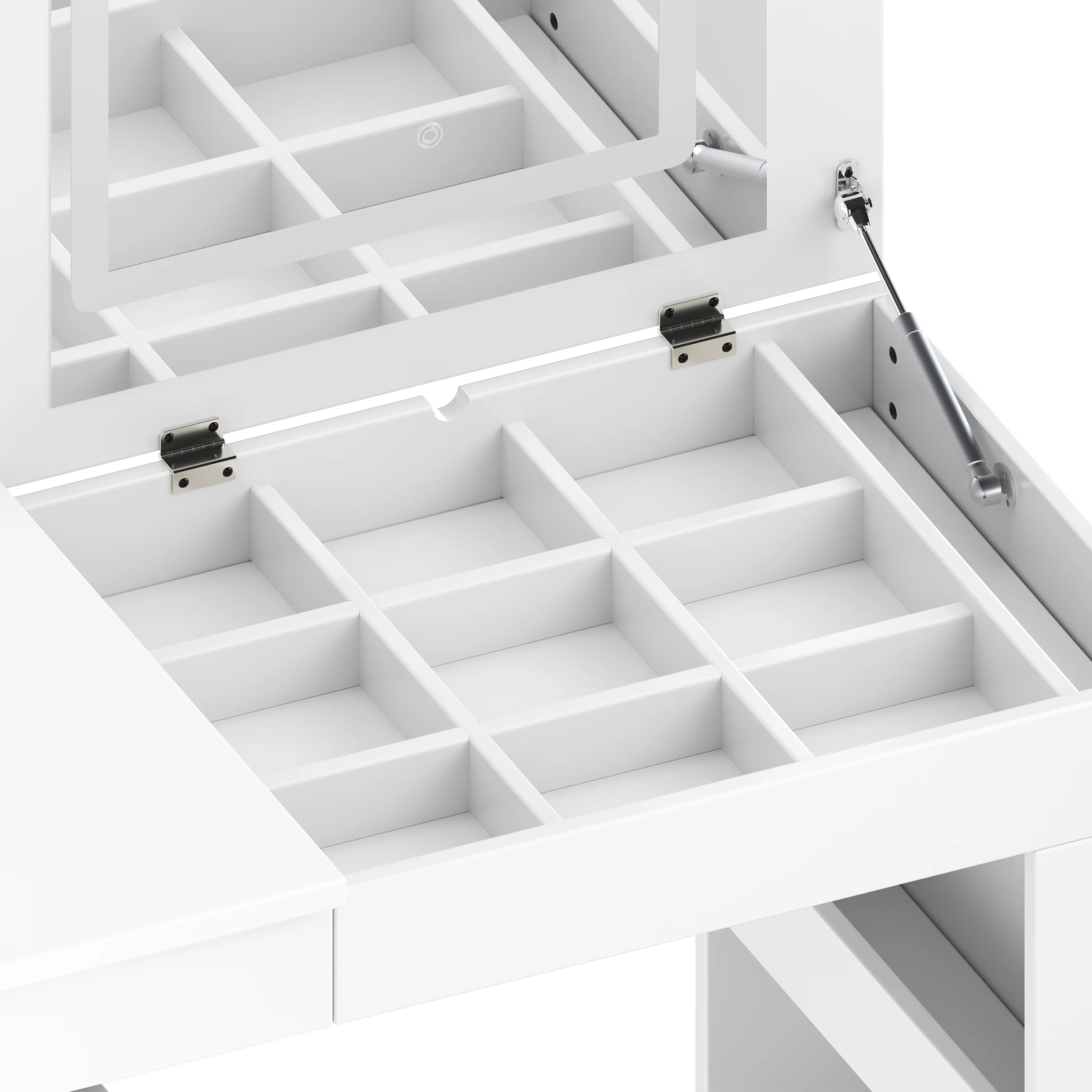 Walker Edison | White Multi-Functional Vanity Desk Dresser Set with Flip Mirror and Lights - Image 13