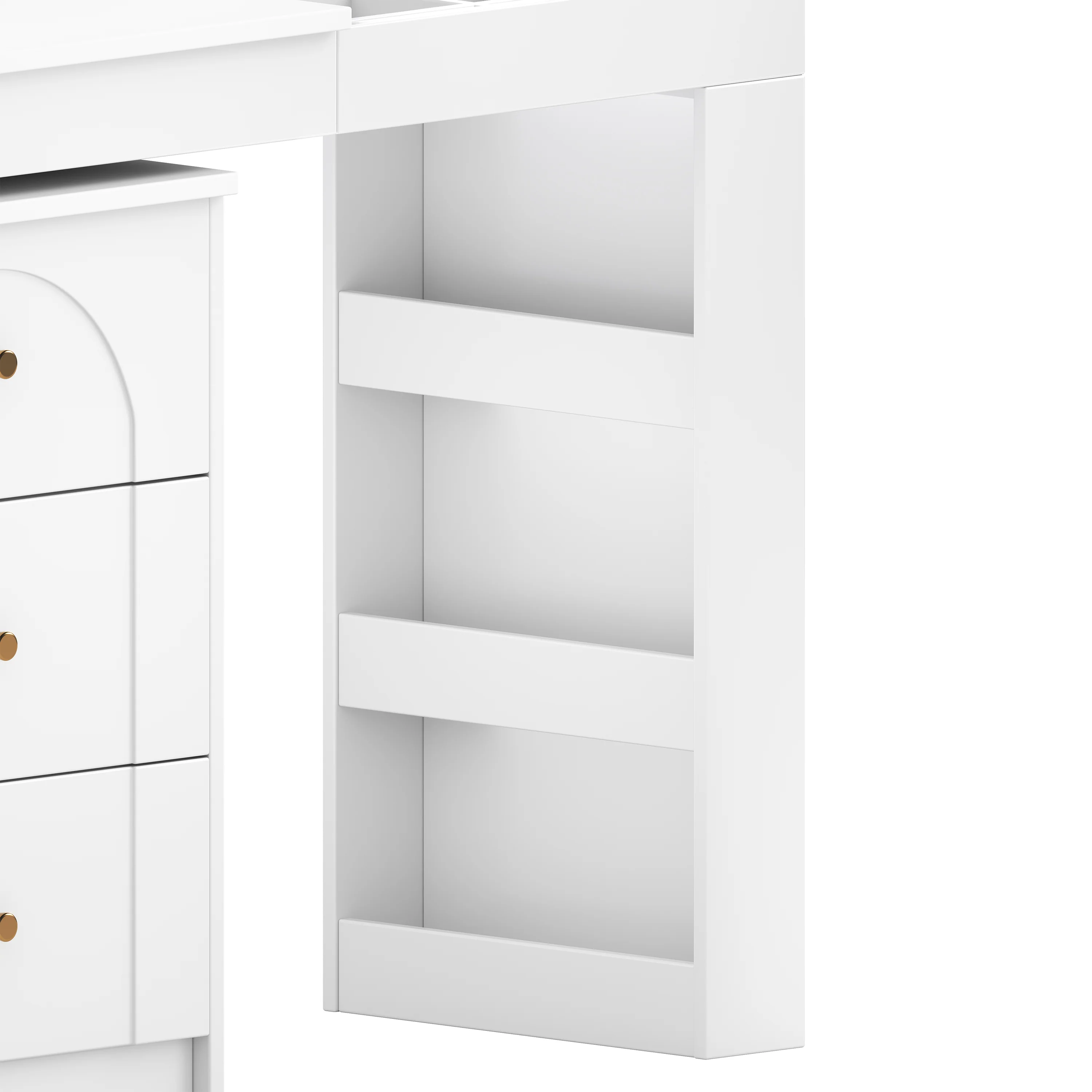 Walker Edison | White Multi-Functional Vanity Desk Dresser Set with Flip Mirror and Lights - Image 16