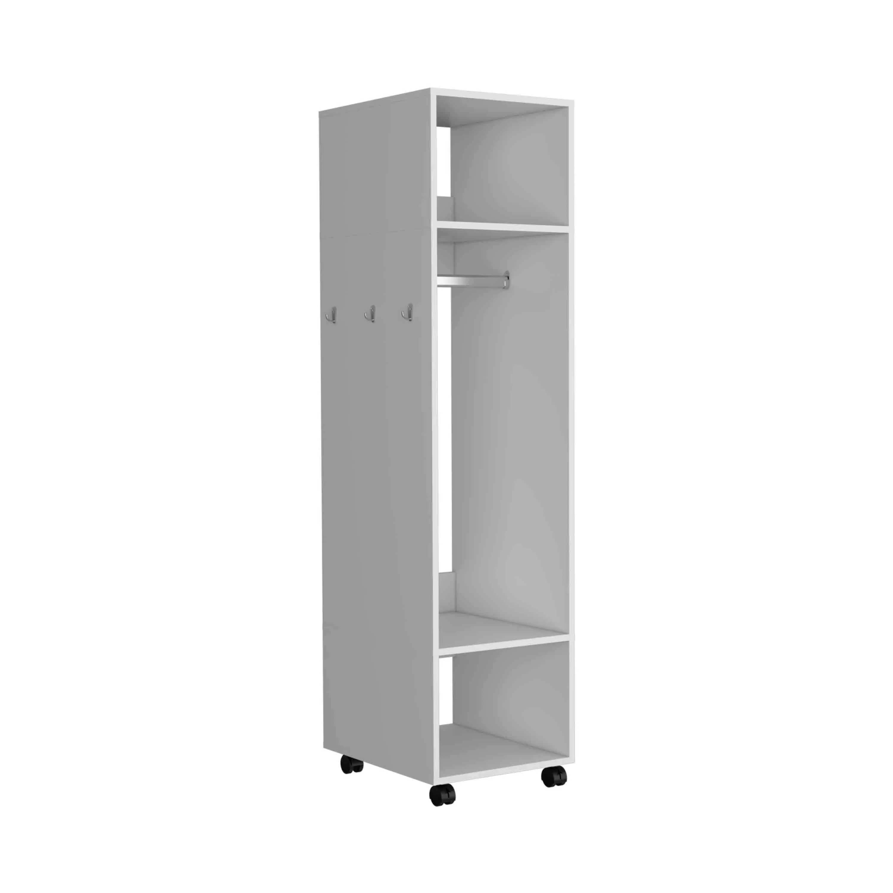 Walker Edison | White Tall Wardrobe Armoire with Mirror - Image 3