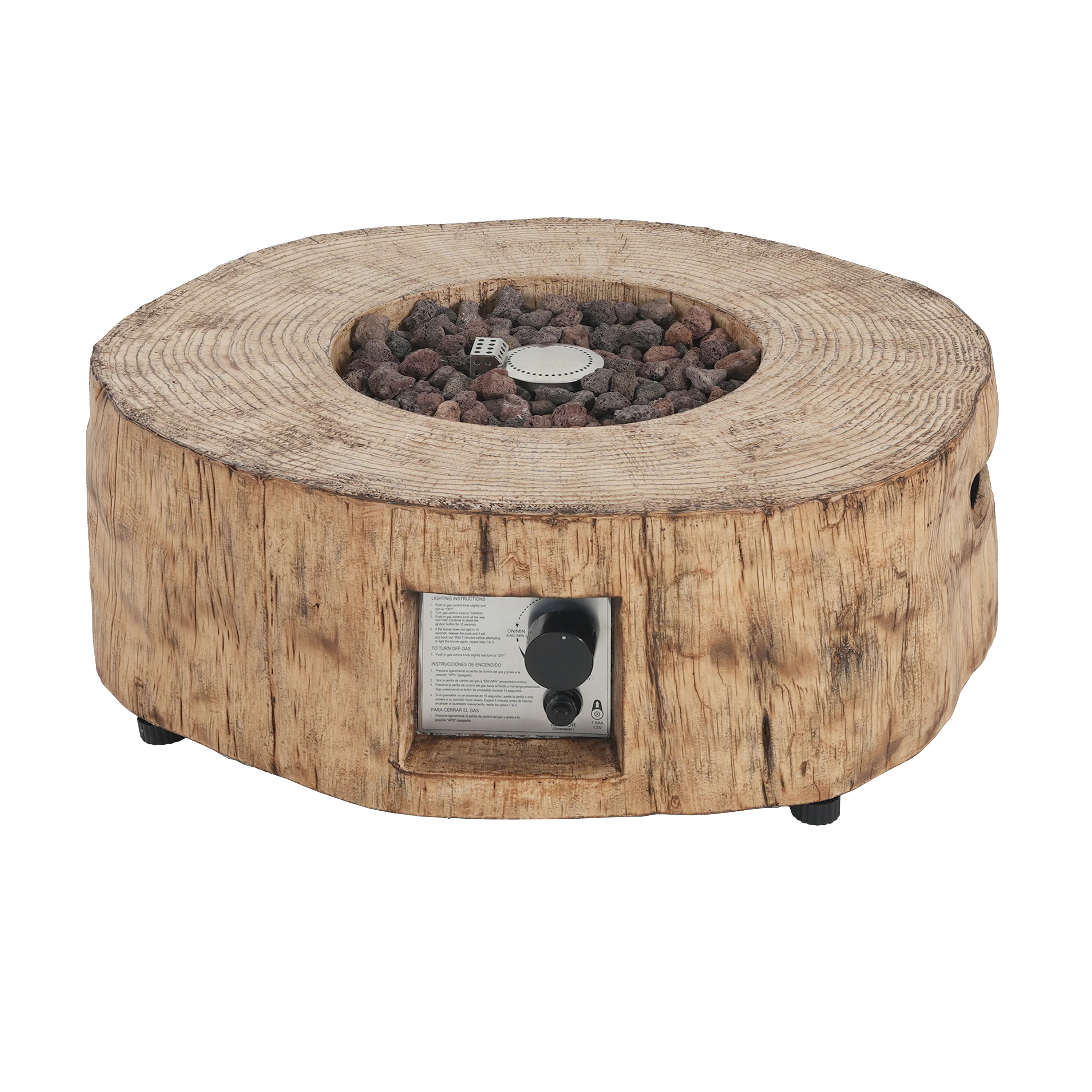 Walker Edison | Wood Pattern Outdoor Patio MGO Propane Fire Pit - Image 2