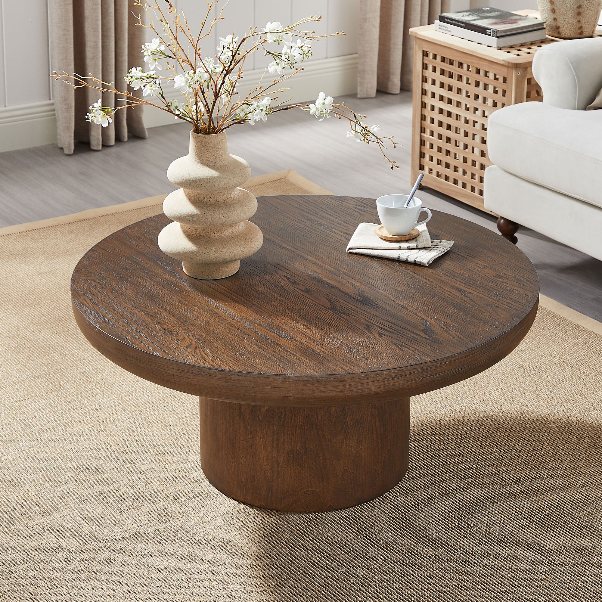 Walker Edison | Wood Veneer Round Coffee Table - Image 4