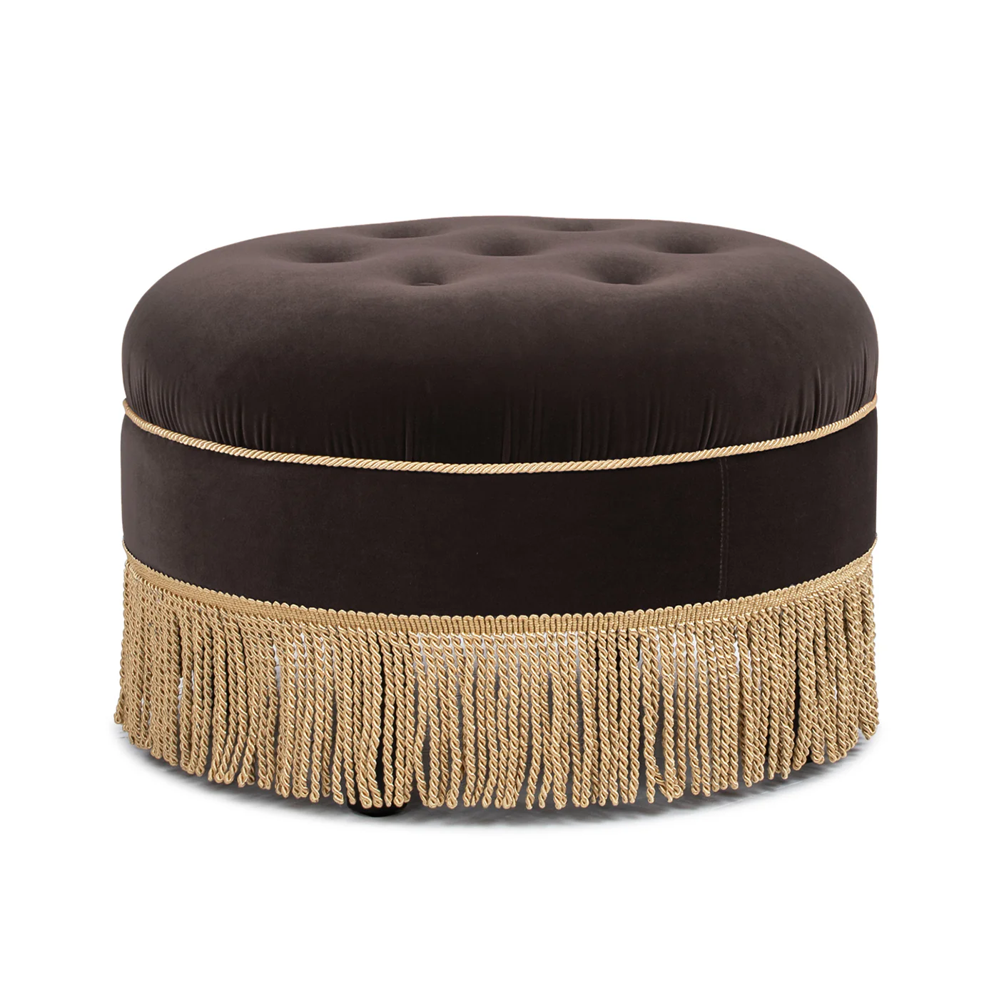 Yolanda 24' Round Upholstered Brown Accent Ottoman Performance Velvet - Image 7